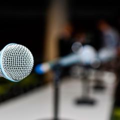 Microphone on table for press conference
