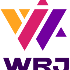 WRJ with a yellow, pink and purple star of David over the letters