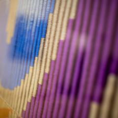 The colorful fabric of a Torah cover