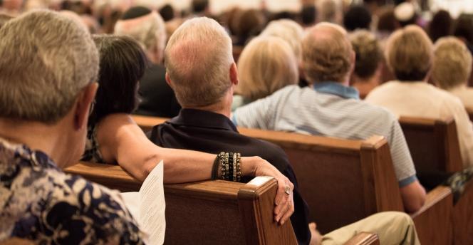 Congregants in sanctuary