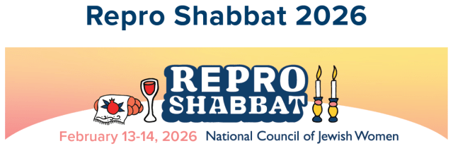 Challah, wine glass, shabbat candles around the words Repro Shabbat